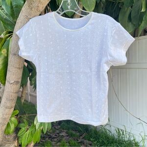 Vintage White Baby Tee with Key Hole Detailing!